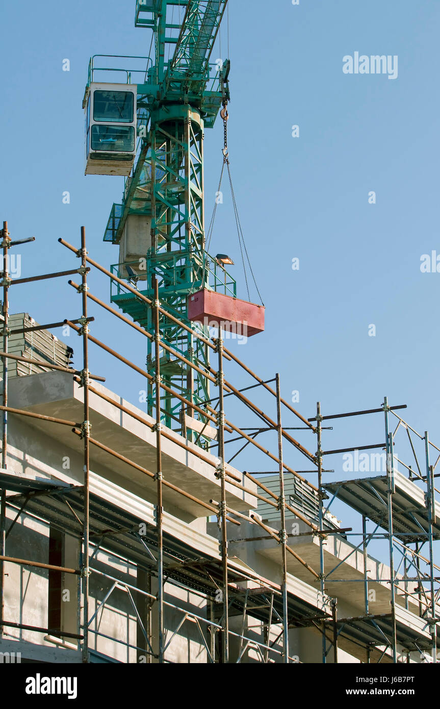 industry industrial new scaffold scaffolding building construction crane blue Stock Photo Alamy