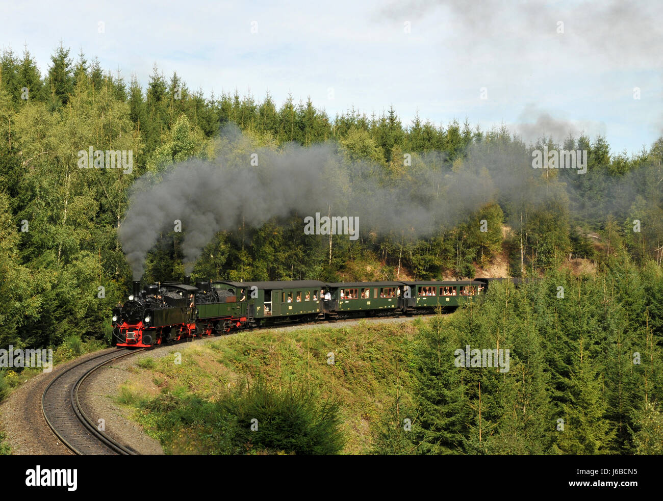 railway locomotive train engine rolling stock vehicle means of travel steam Stock Photo