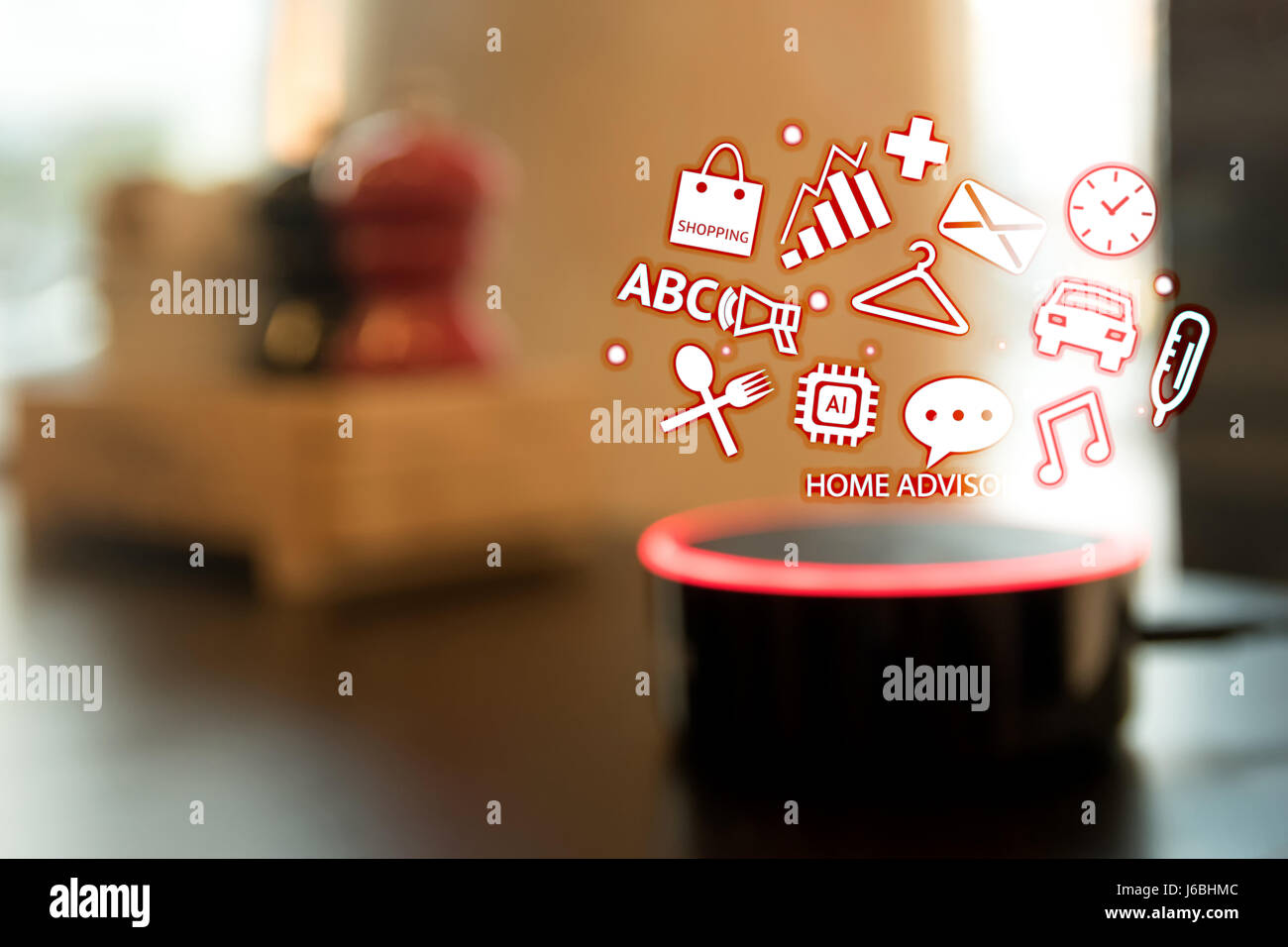 Home Advisor Voice Recognition Artificial Intelligence Device And Internet Of Things Concept 