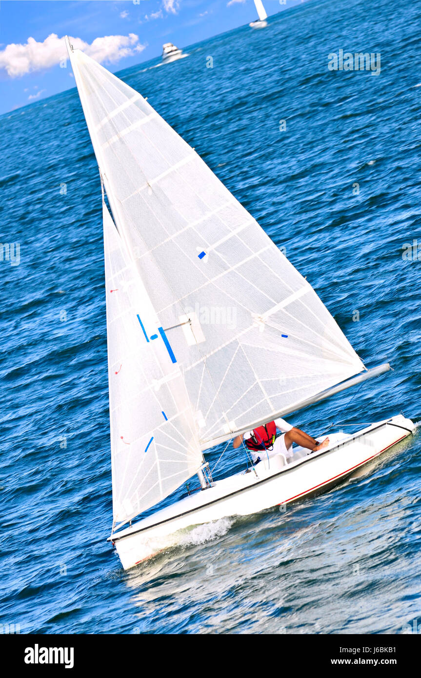 sail yacht sailing boat sailboat boat sailing salt water sea ocean water rowing Stock Photo