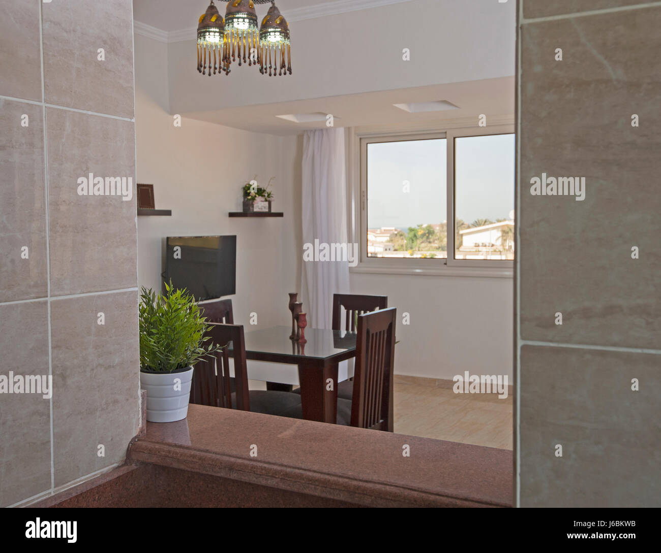 View of Living room lounge in luxury apartment show home showing interior ...