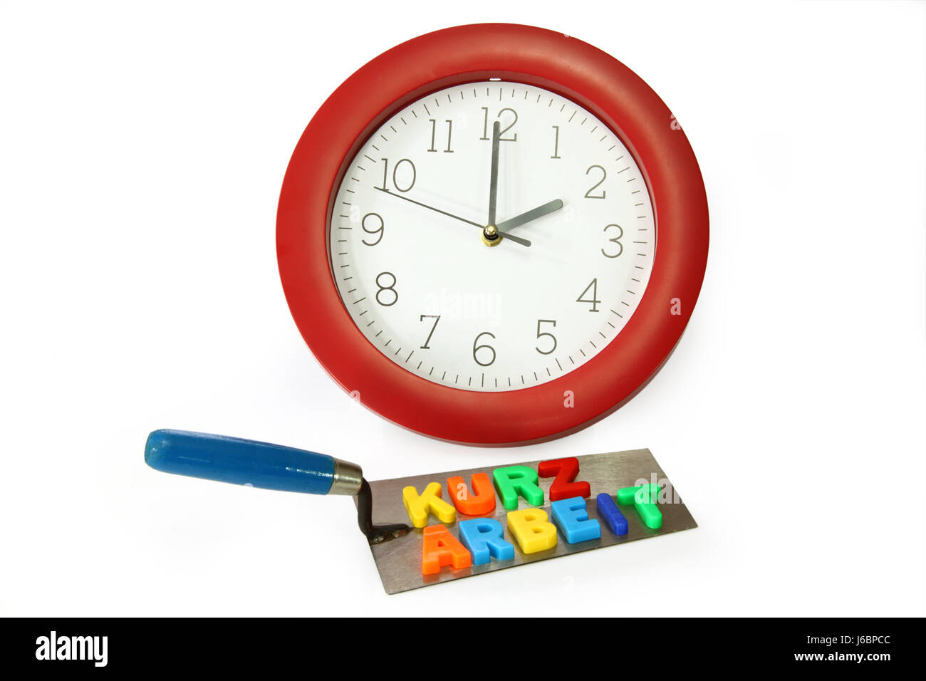 clock time time measurement brick trowel time-work short time clock letters Stock Photo