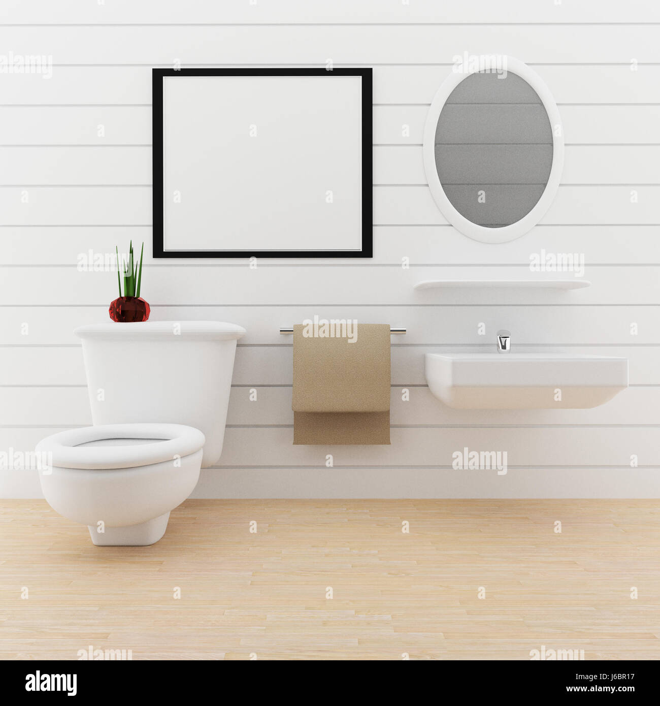Download Mock Up Photo Frame In The Toilet Room In 3d Rendering Stock Photo Alamy