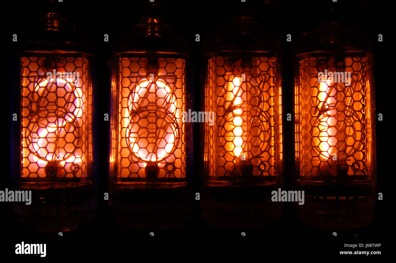 neon glow new year s day silvester new year retro electronics black swarthy Stock Photo