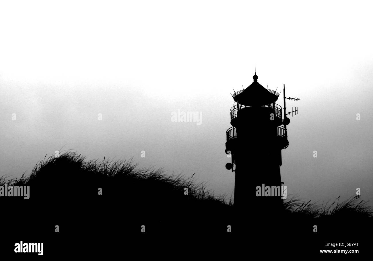 silhouette sylt shear-cut North Sea island lighthouse isle island tower beach Stock Photo