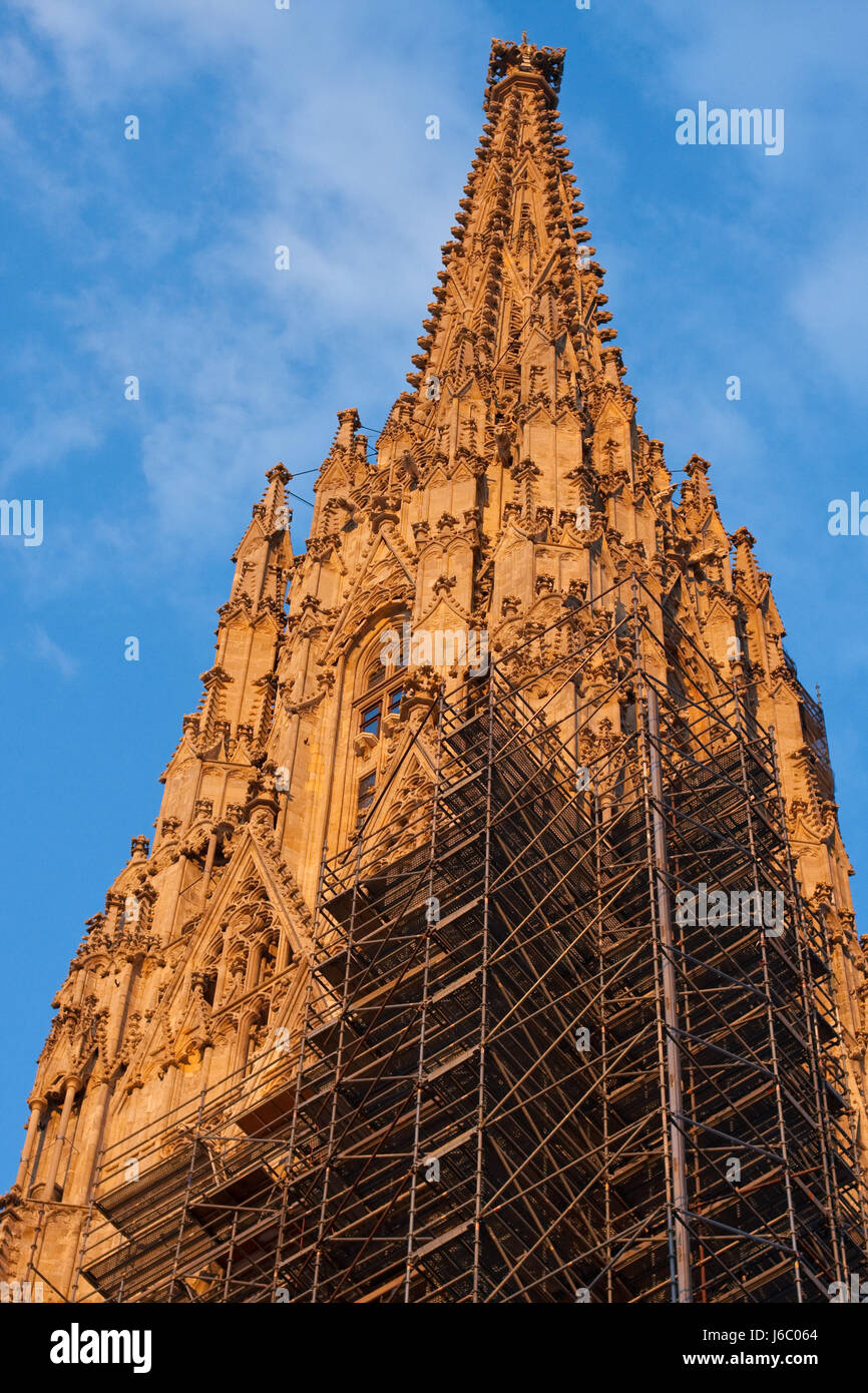 tower vienna austrians scaffold scaffolding emblem gothic middle ages tower Stock Photo