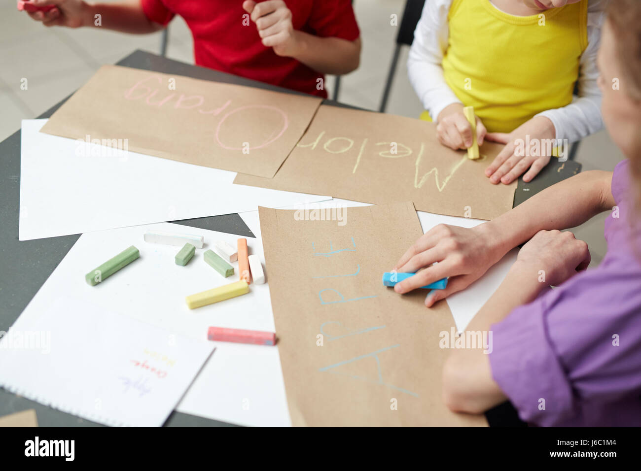 High angle unrecognizable children hi-res stock photography and images ...
