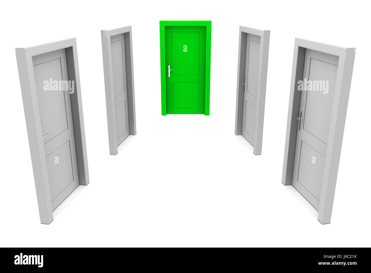 entrance closed doors exit doorway grey gray green hall corridor object single Stock Photo