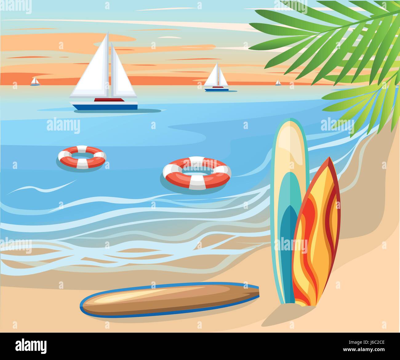 Vector surfboard illustration in flat style design Isolated on white ...