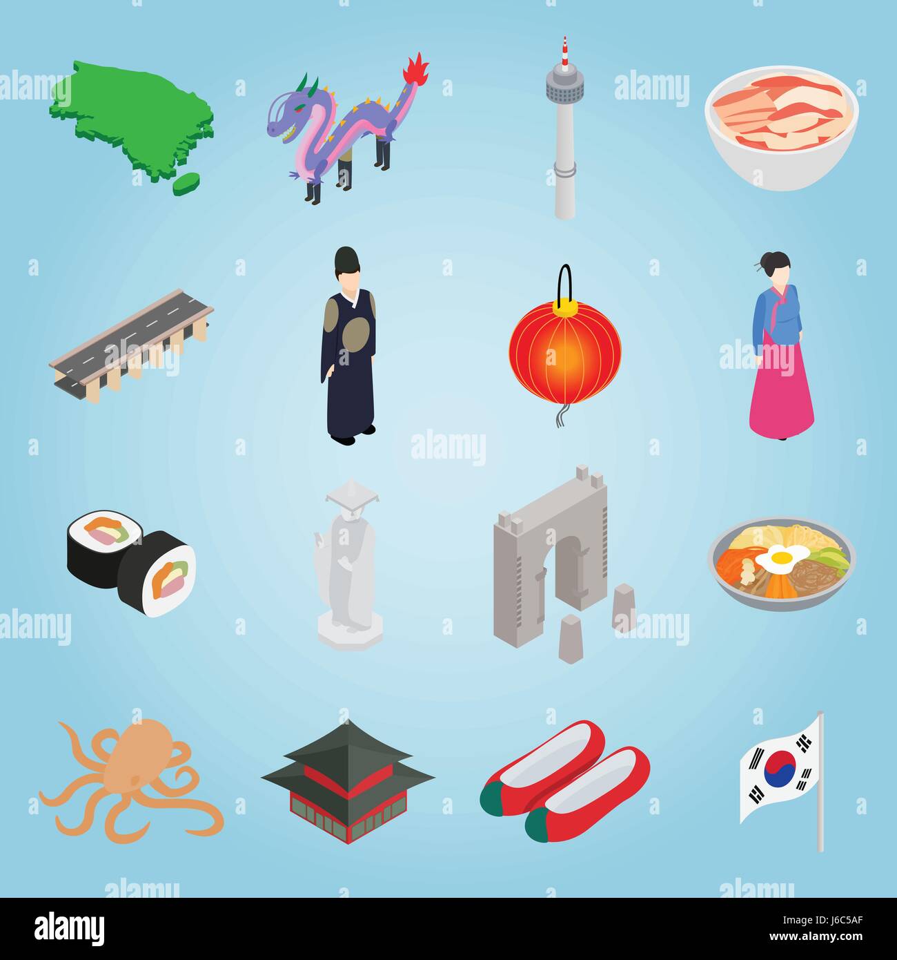 South Korea set icons, isometric 3d style Stock Vector Image & Art - Alamy