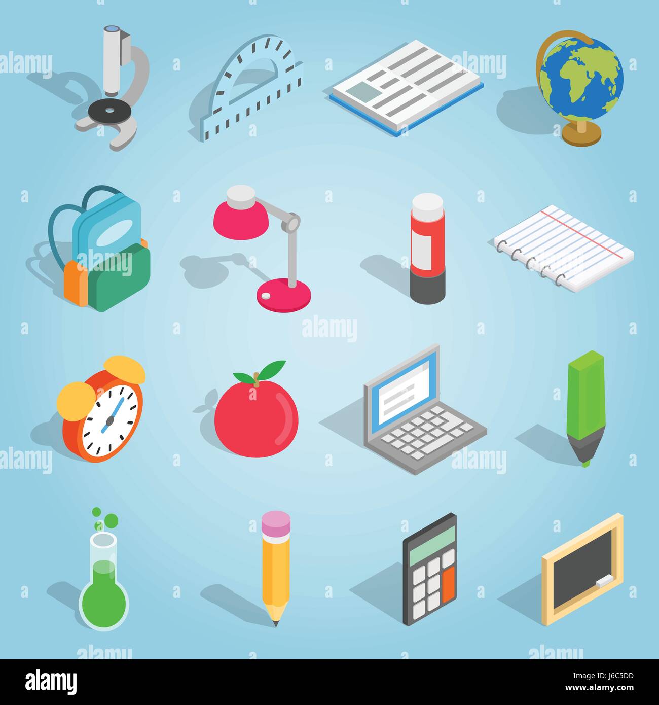 School set icons, isometric 3d style Stock Vector Image & Art - Alamy