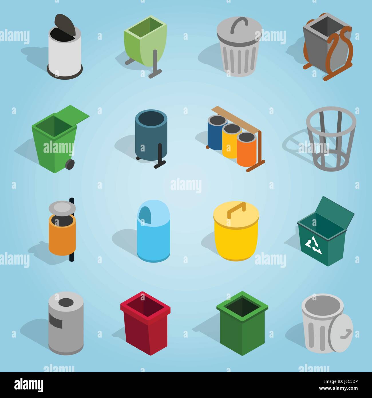 Trash bin set icons, isometric 3d style Stock Vector Image & Art - Alamy
