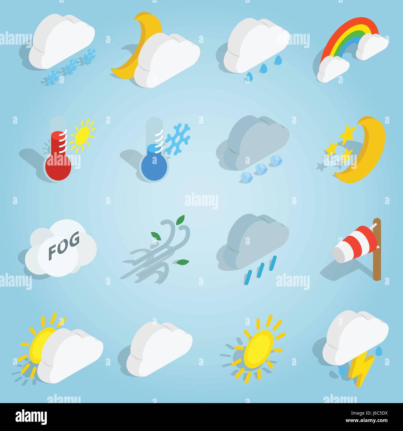 Weather set icons, isometric 3d style Stock Vector Image & Art - Alamy