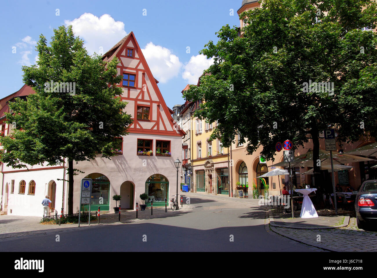 protection of historic buildings and monuments nuremberg corner building Stock Photo