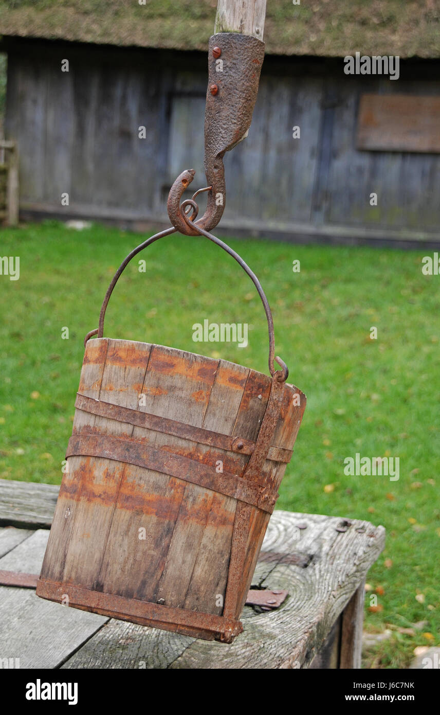 wood bucket fountain drinking water water wood bucket fountain hanger
