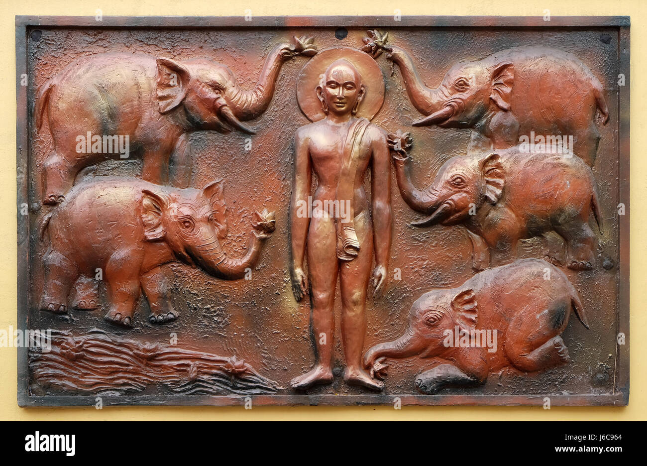 Bass relief on the wall of Jain Temple in Kolkata, West Bengal, India Stock  Photo - Alamy