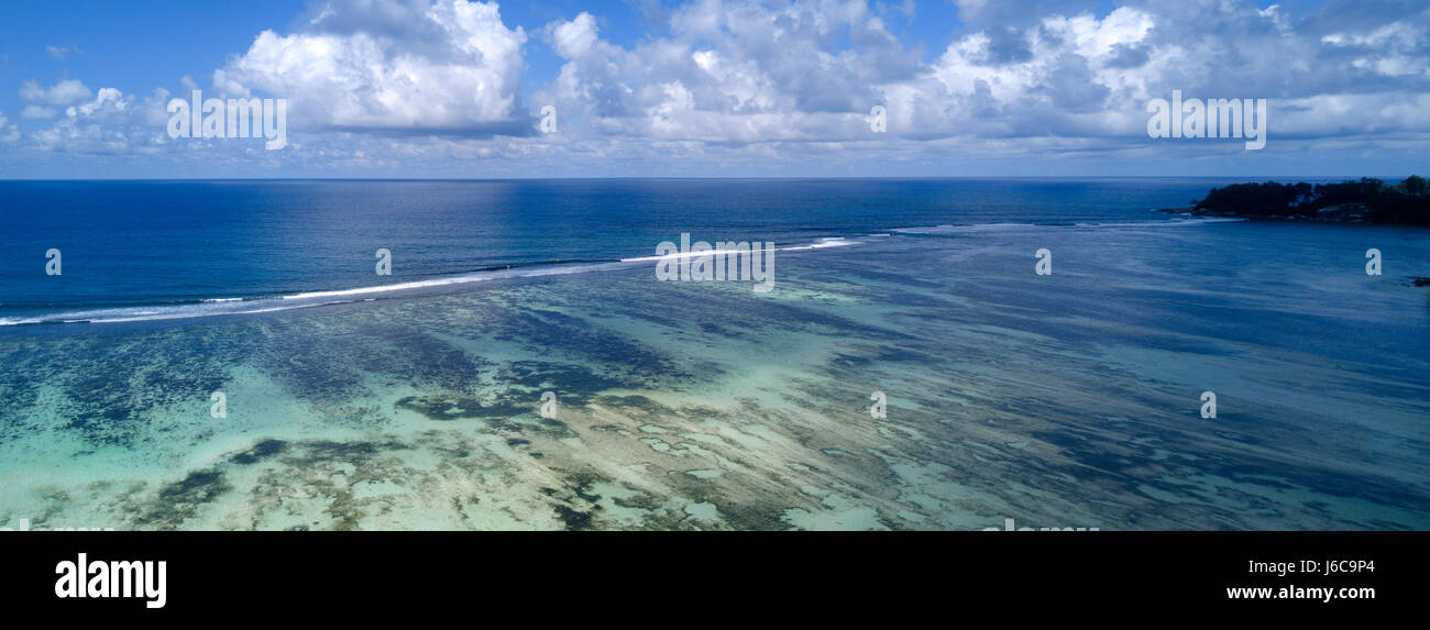 Aerial view of reef, Mahe,Seychelles Stock Photo