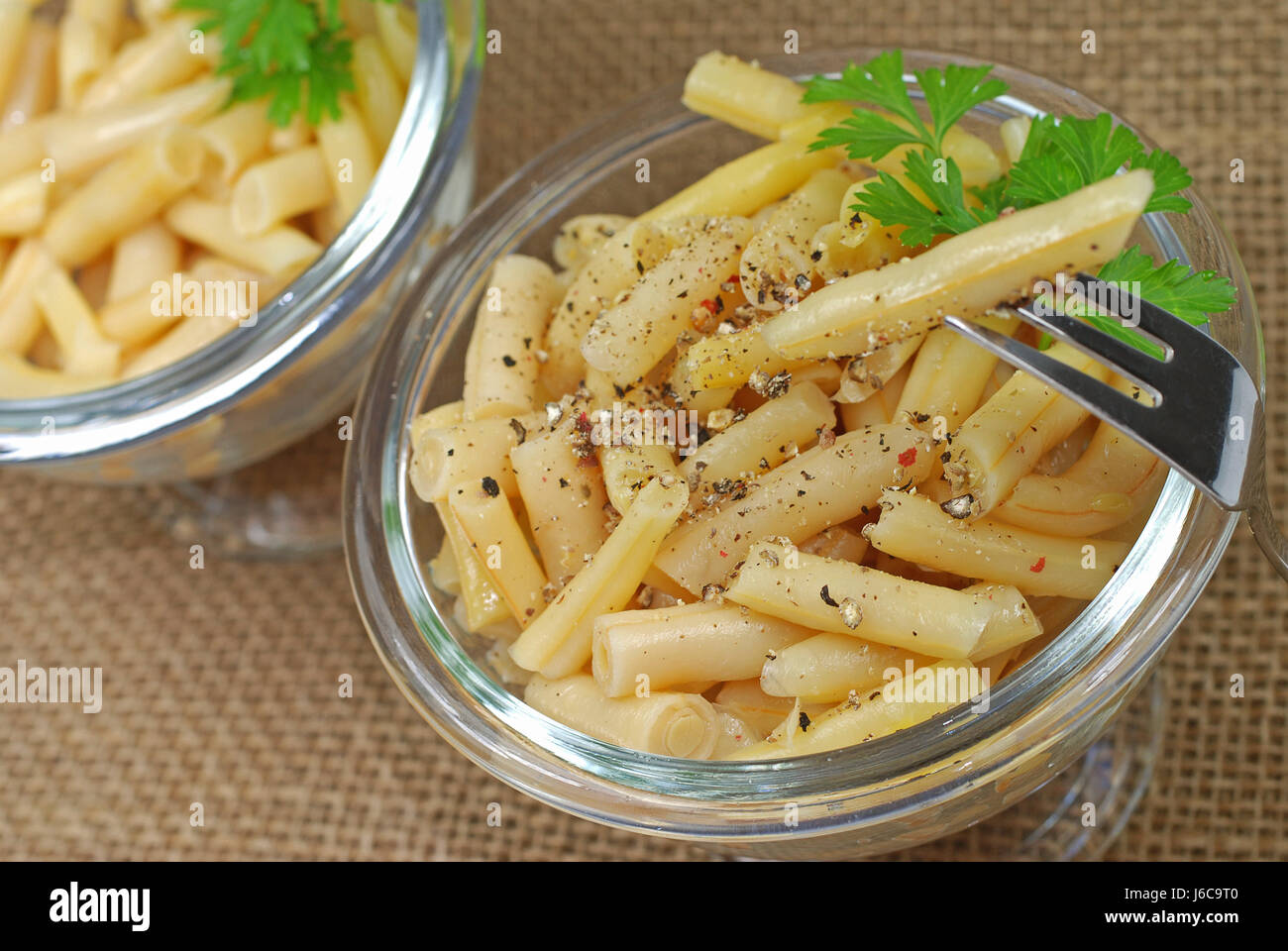 beans yellow soft beans boiled enclosure salad-bowl cooked yellow salad healthy Stock Photo