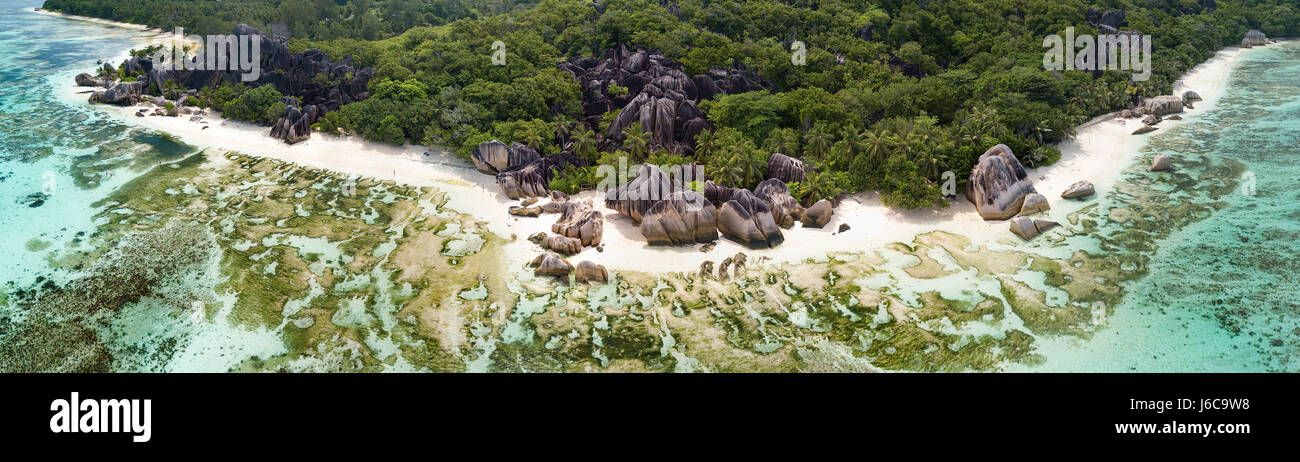 Aerial view of La Digue, Seychelles Stock Photo