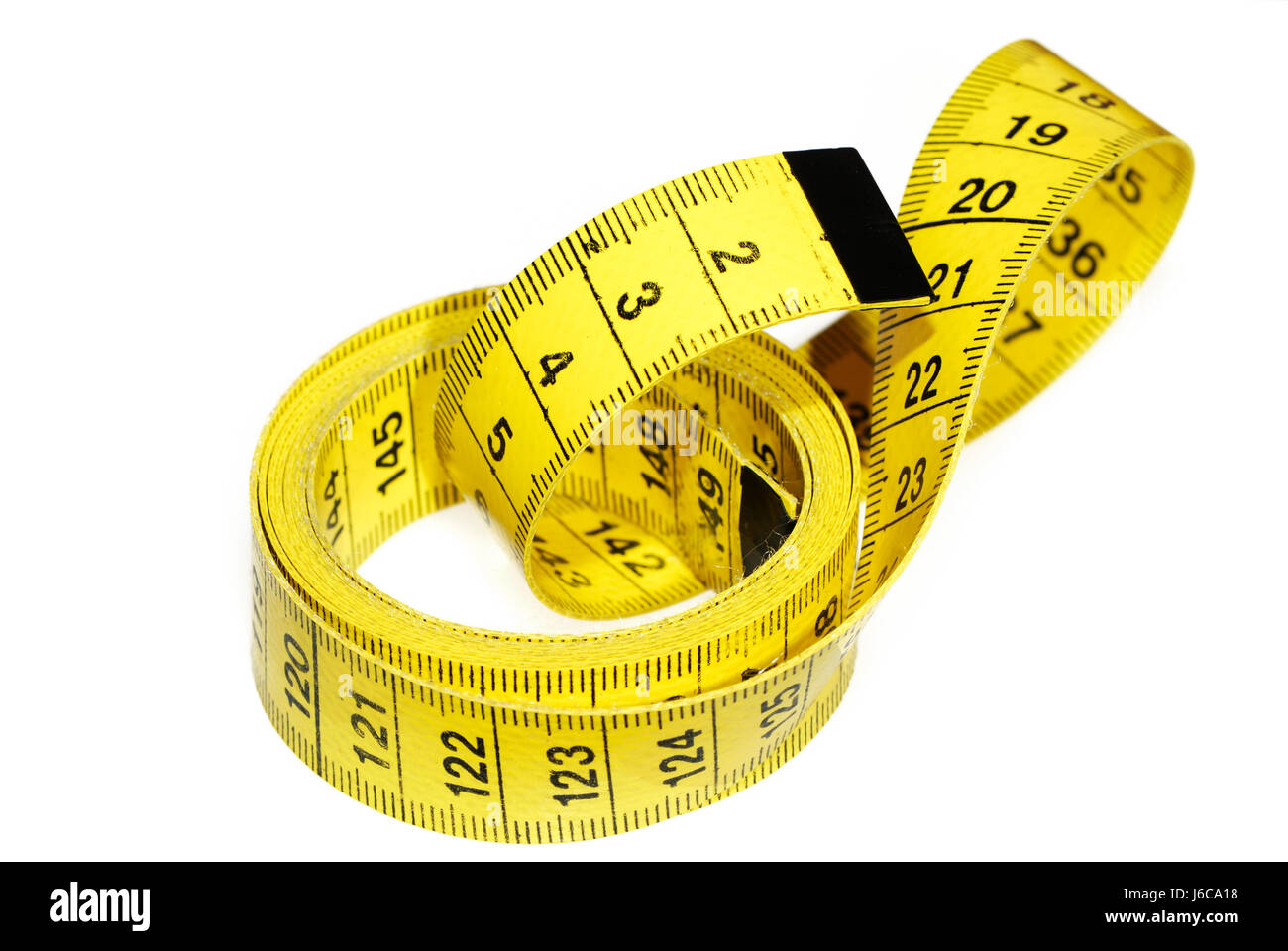 measured sured measure measurement centimeter tape instrument method yellow Stock Photo