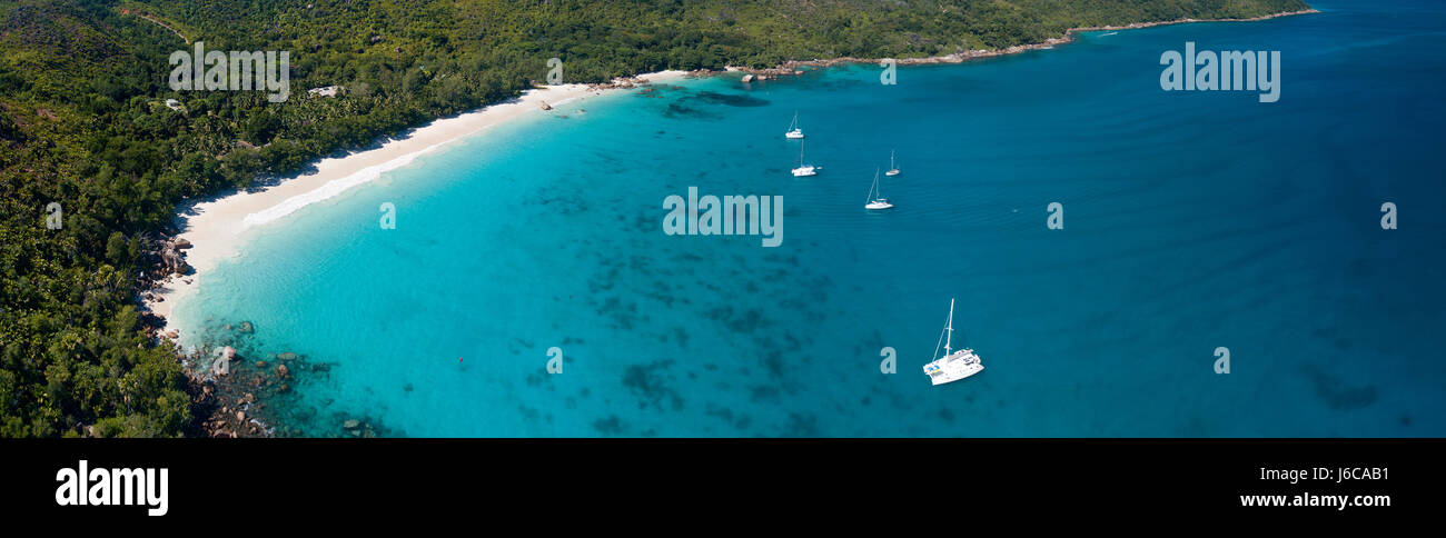 Aerial view of Praslin, Seychelles Stock Photo