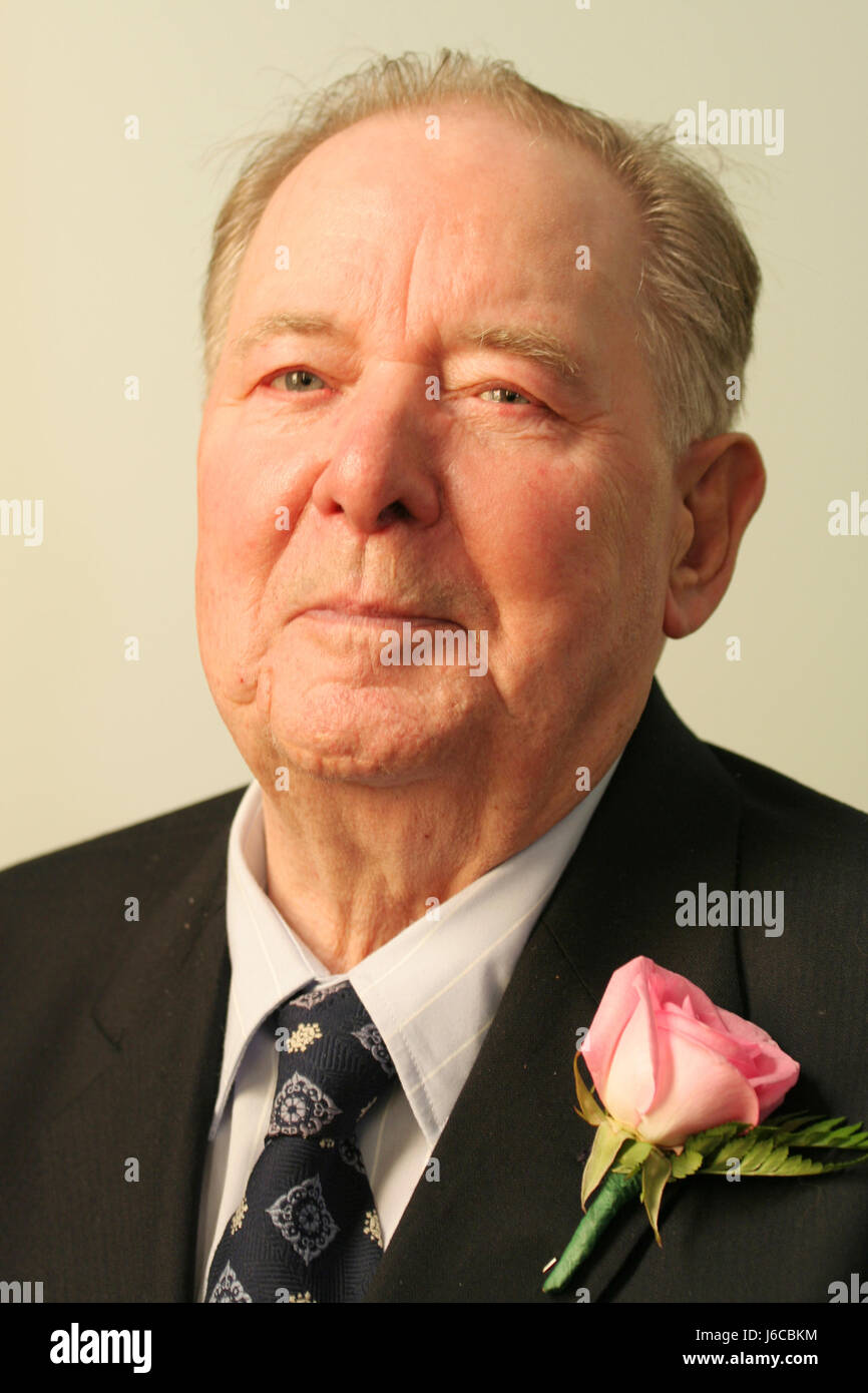 grandpa grandfather american flower rose plant male masculine portrait wedding Stock Photo Alamy