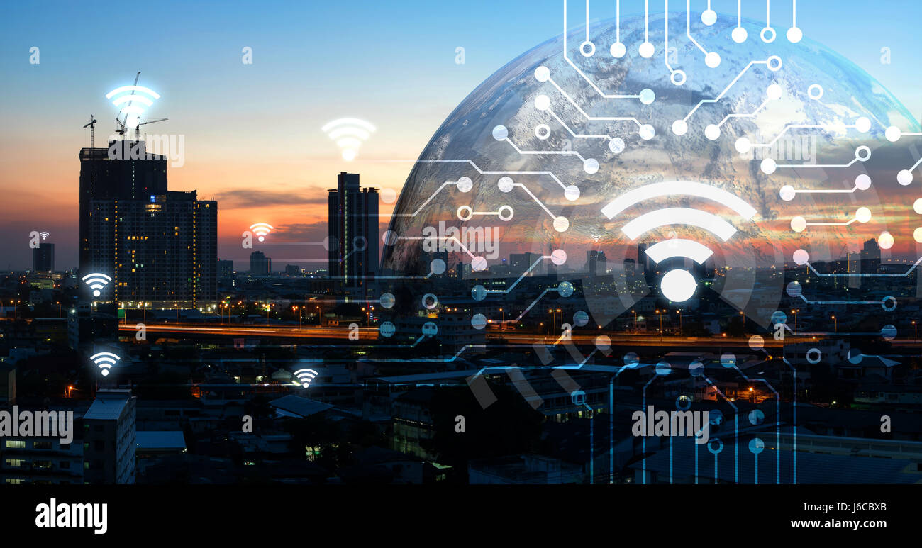 Internet of things , iot , smart home , smart city and network connect ...