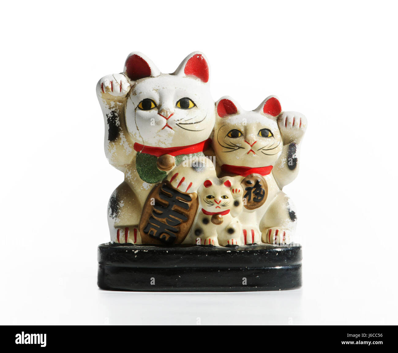 art animal statue vintage cats silly kitsch chinese funny asian figurine feline Stock Photo