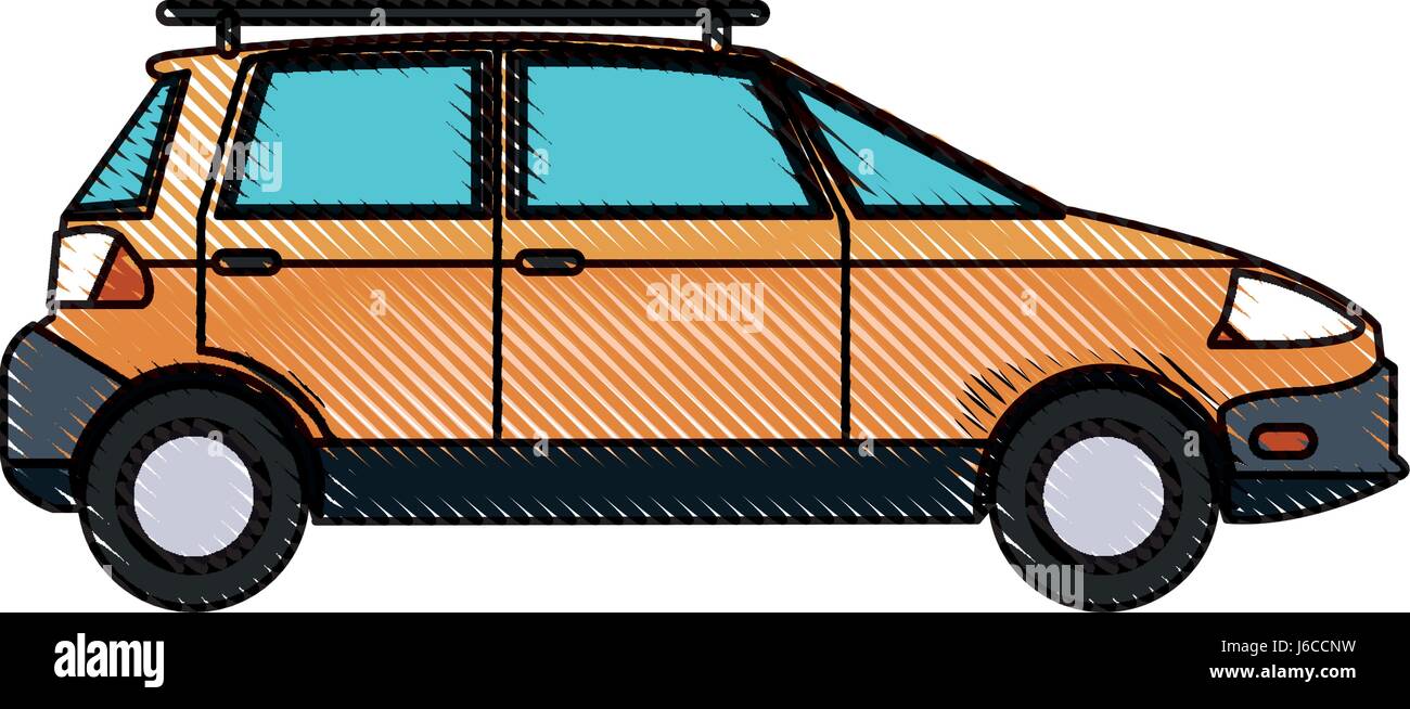 drawing yellow car vehicle transport ecology concept Stock Vector Image ...