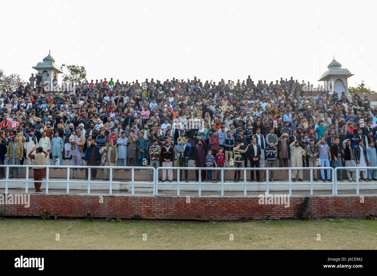 Wagah (Pakistan India) Border Ceremony, Lahore, Pakistan Stock Photo