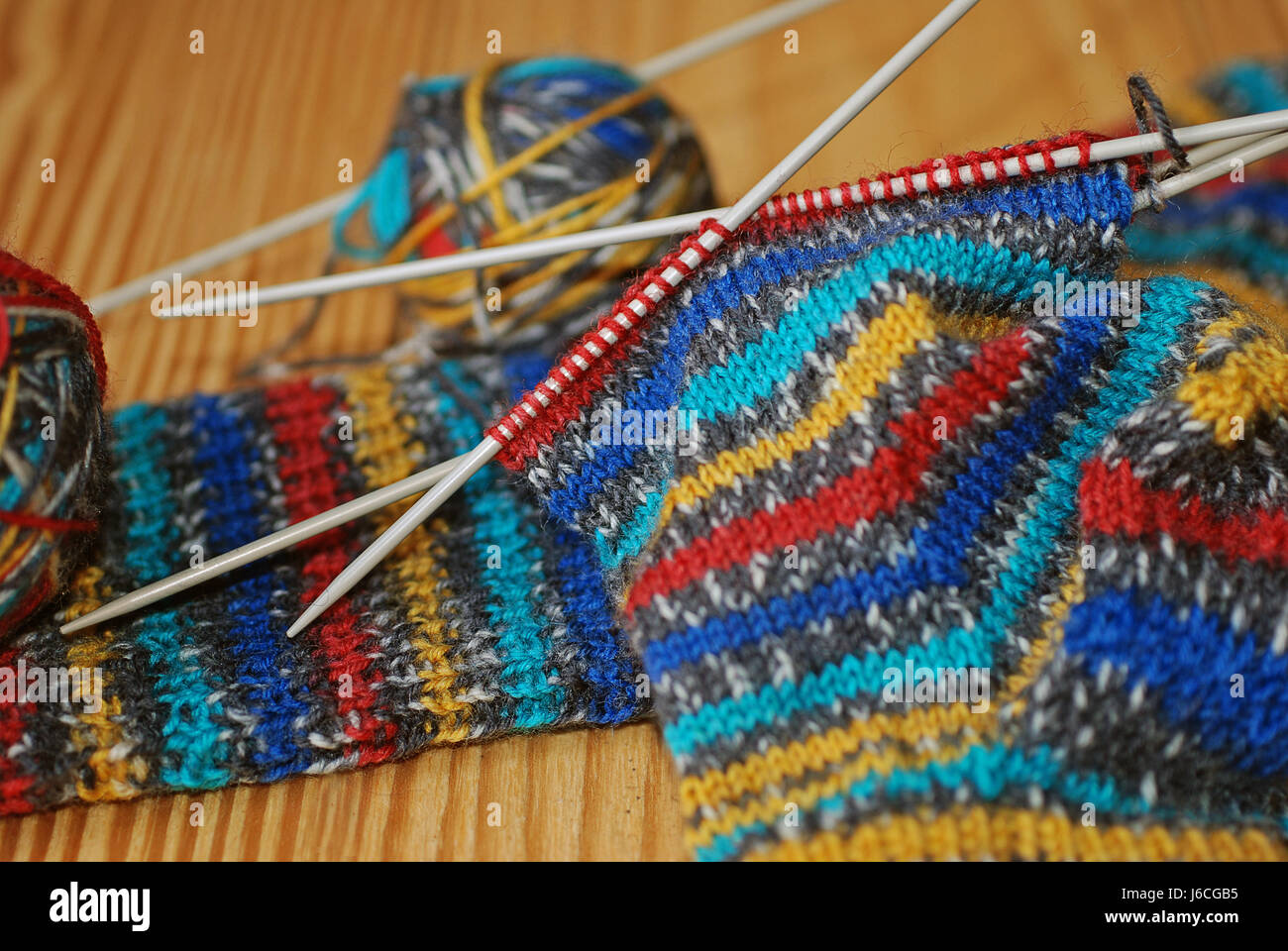 stockings knitting Stock Photo
