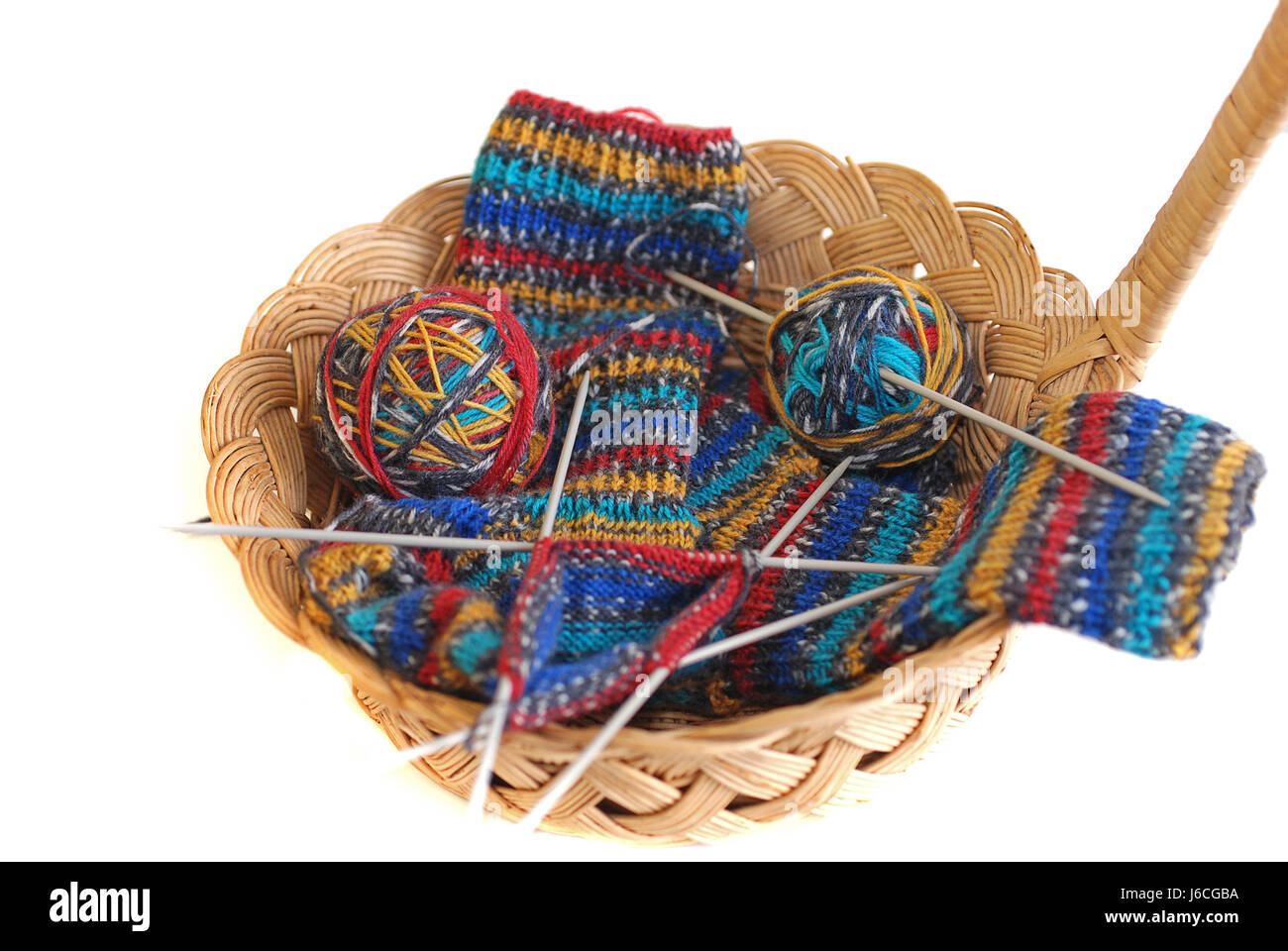 knitting basket Stock Photo