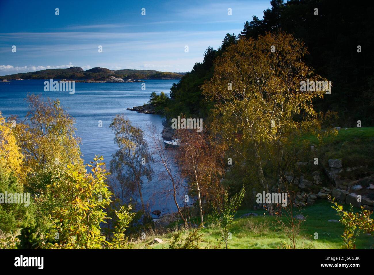 autumnal fjordlandschaft Stock Photo