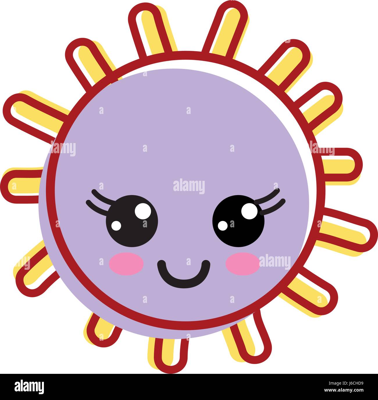 kawaii happy sun with cute eyes and cheeks Stock Vector Image & Art - Alamy