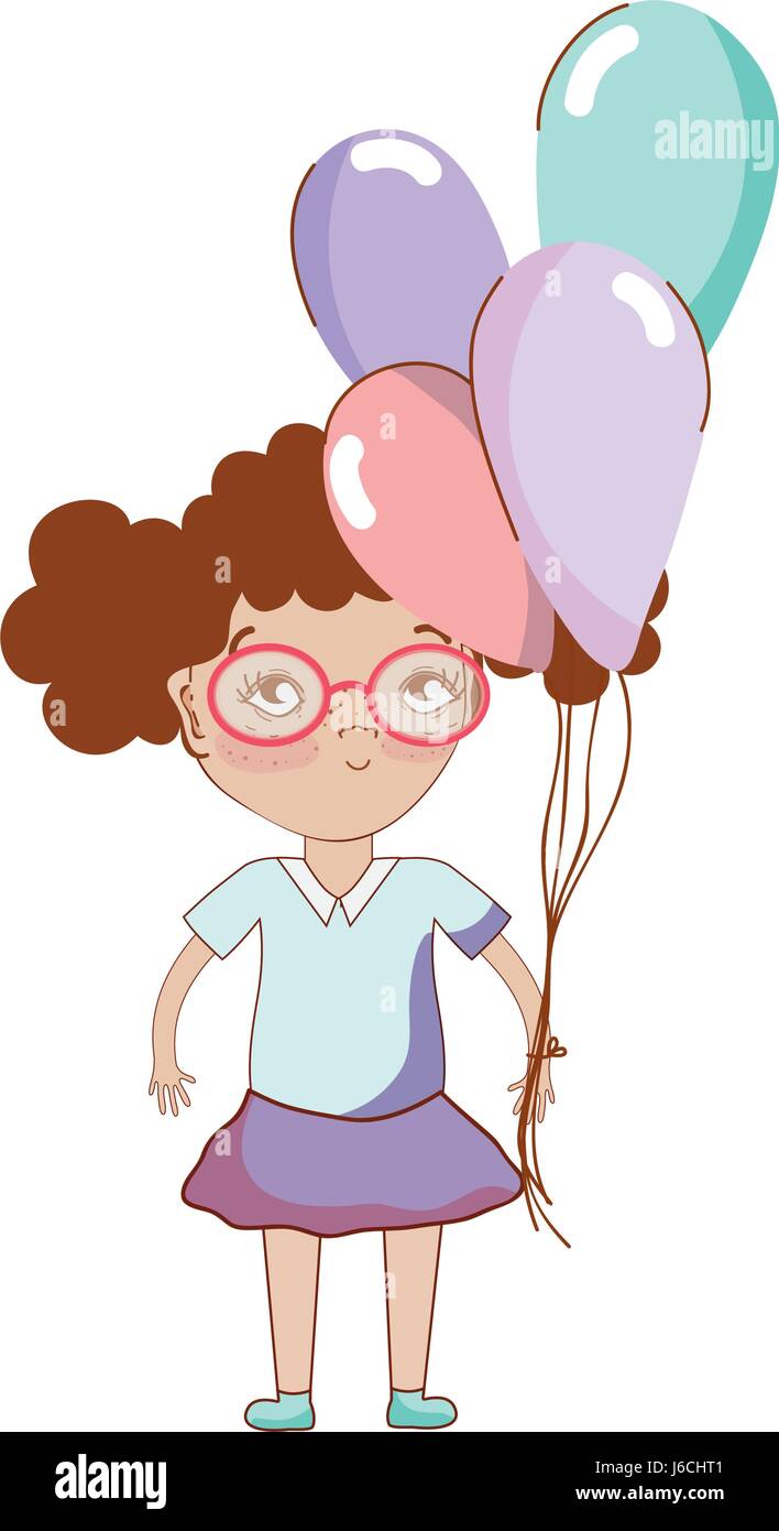 pretty girl with balloons and glasses Stock Vector Image & Art - Alamy
