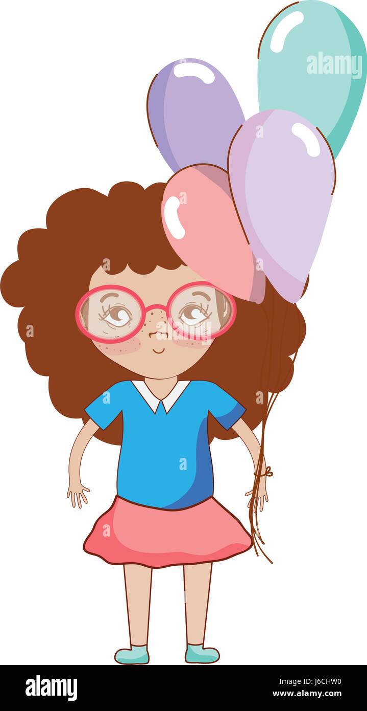 pretty girl with balloons and glasses Stock Vector Image & Art - Alamy
