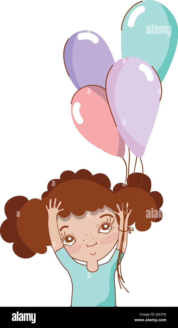 pretty girl with balloons and casual wear Stock Vector Image & Art - Alamy