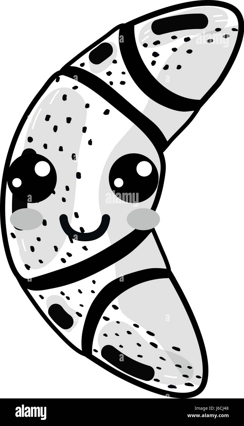 line kawaii cute happy croissant bread Stock Vector Image & Art - Alamy