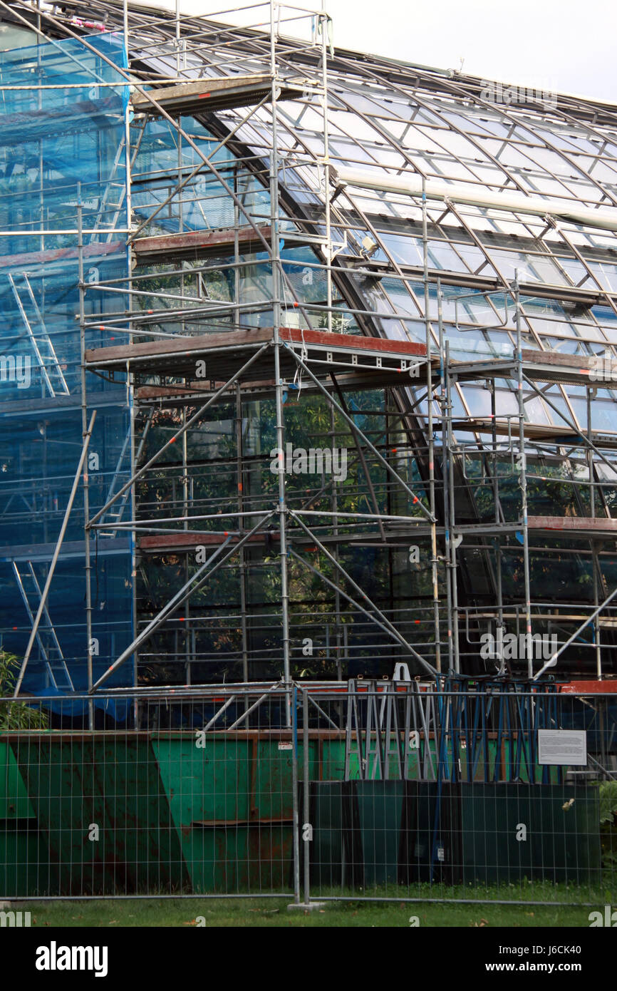 scaffold scaffolding glassy building buildings construction site build plant Stock Photo