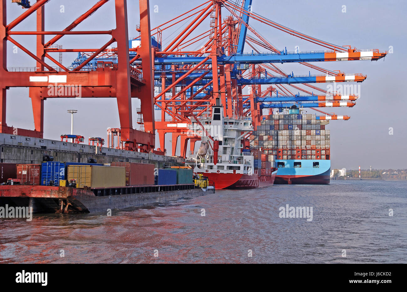 container terminal port of hamburg Stock Photo