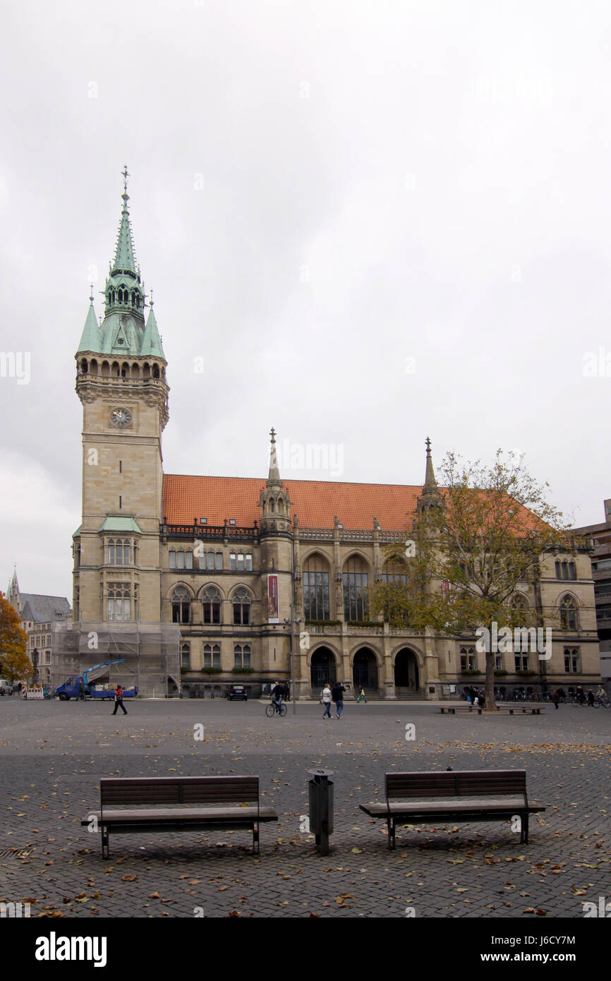 historical benches town hall square places lower saxony municipality brunswick Stock Photo