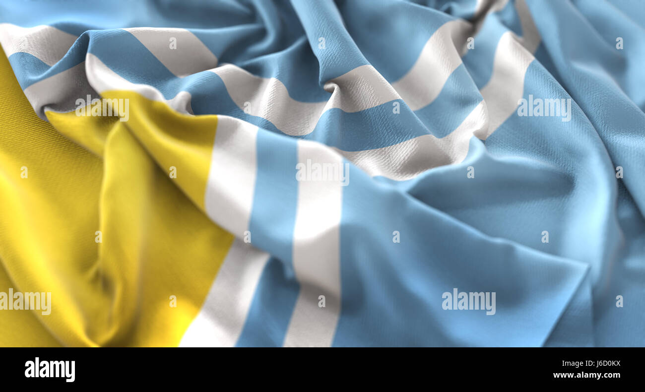 Tuva Flag Ruffled Beautifully Waving Macro Close-Up Shot Stock Photo