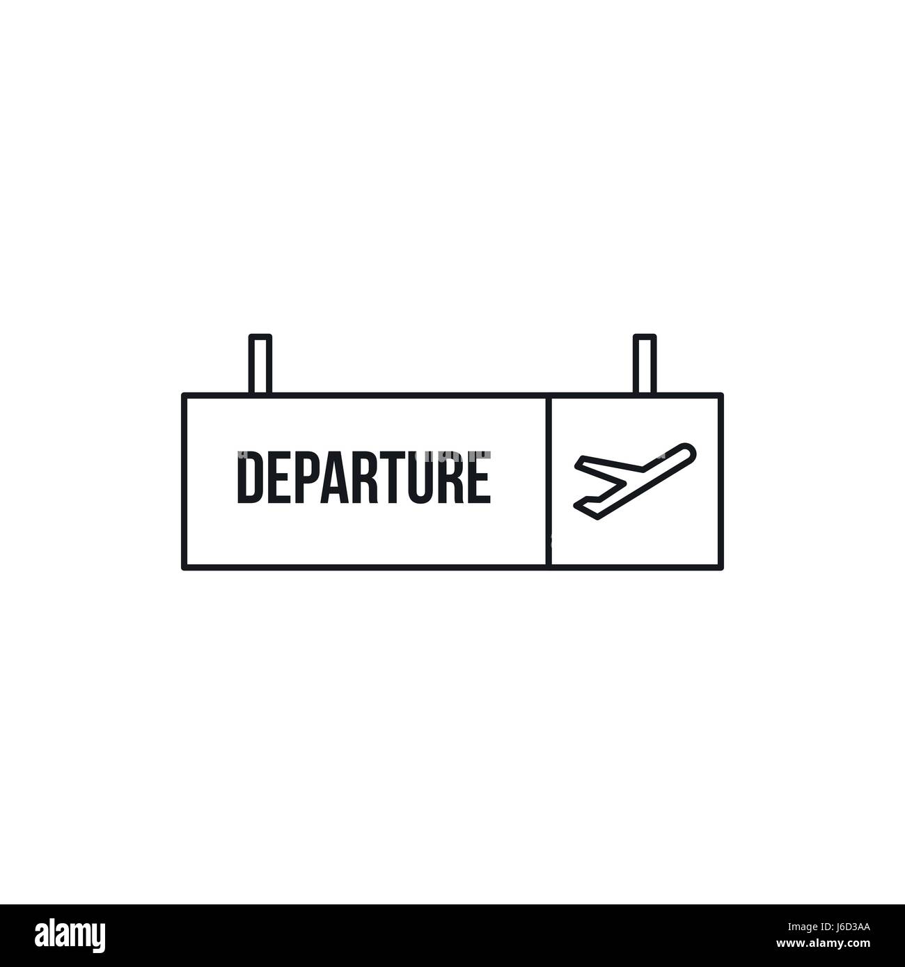 Departure sign at airport icon, outline style Stock Vector