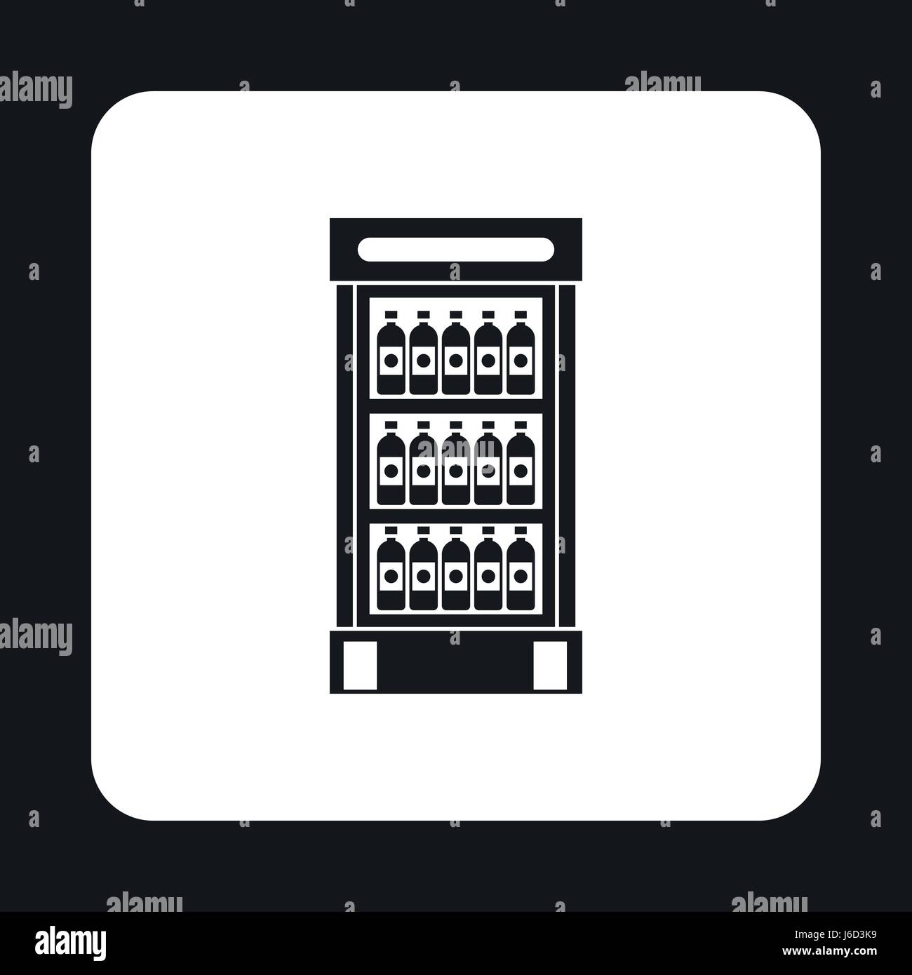 Refrigerator showcase with bottles icon Stock Vector