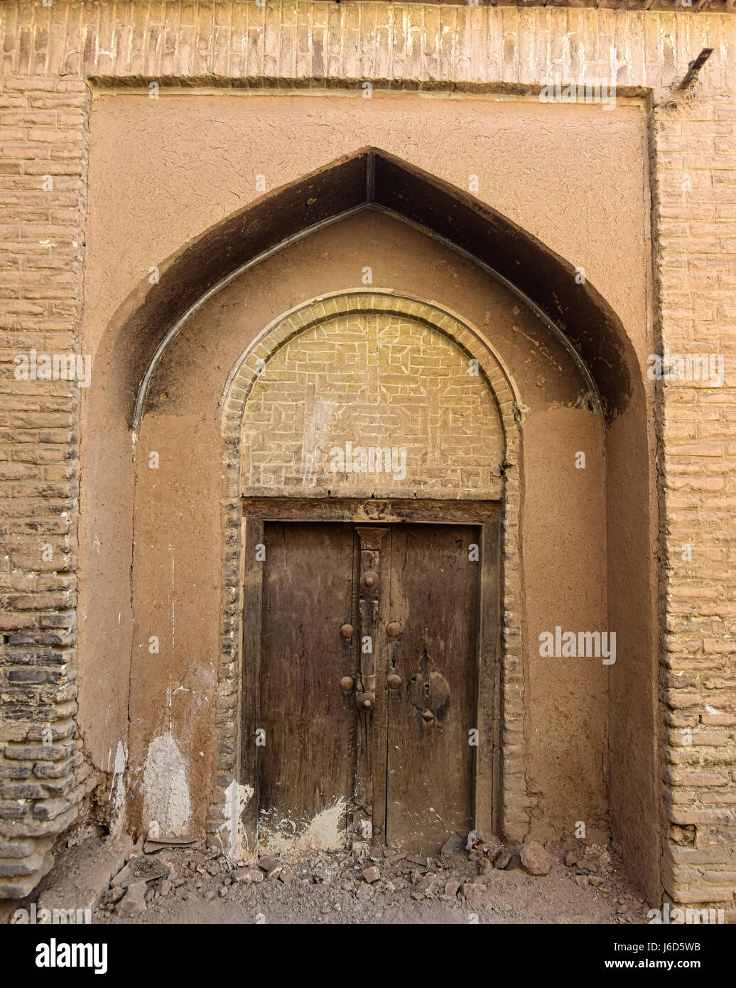 Closed Wooden Door Of Old House Stock Photo