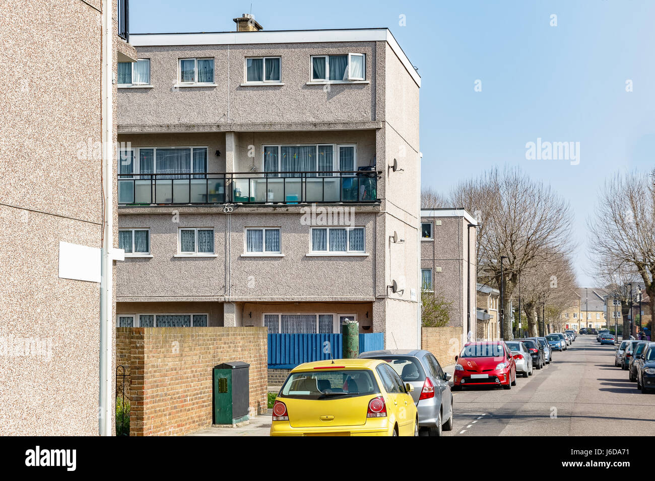 Row of council housing flats in East London Stock Photo