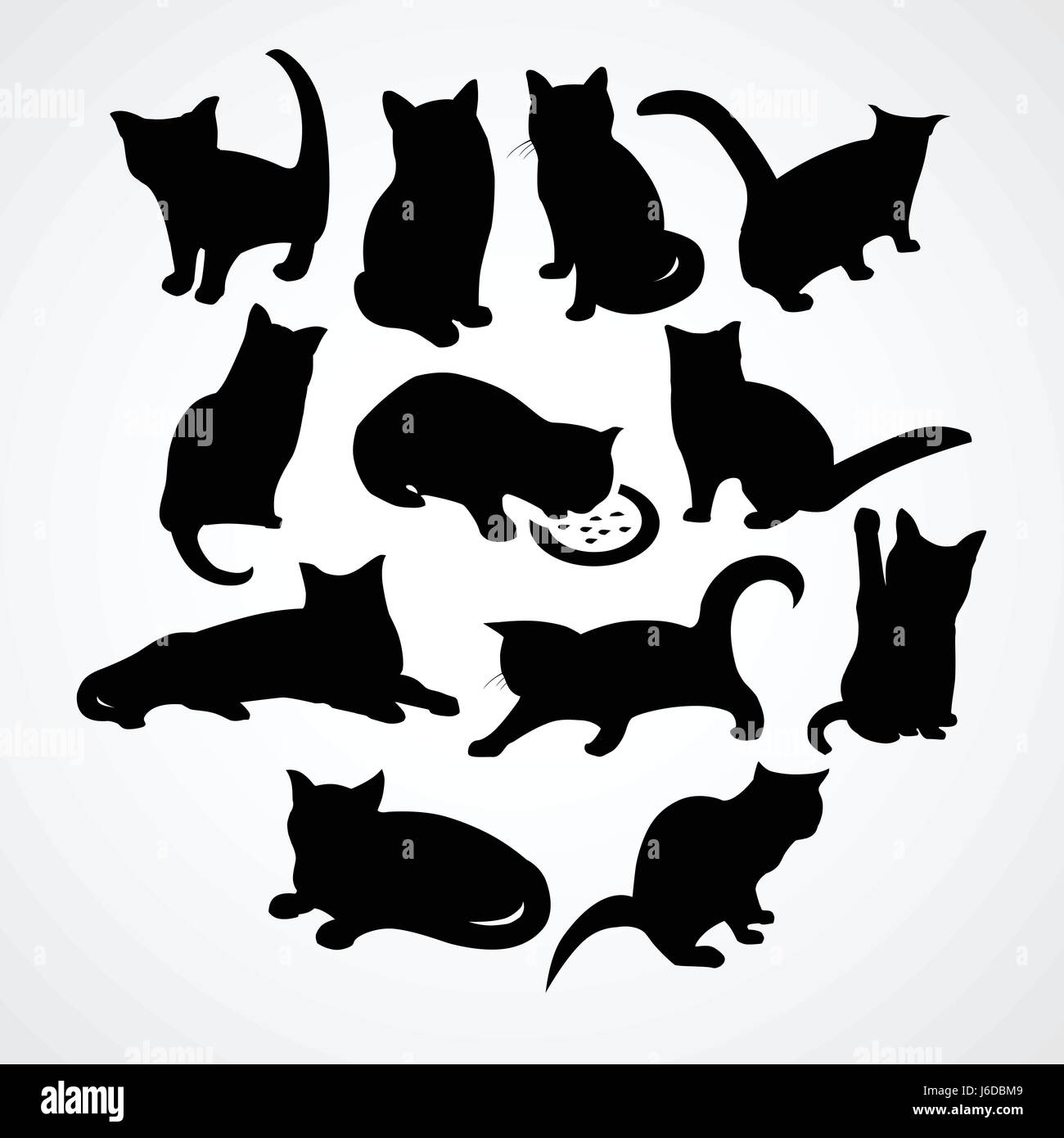 Clear silhouettes for cats and kittens Stock Vector