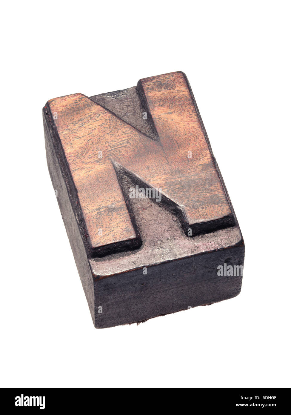 detailed wooden letter N; stacked image - all in focus Stock Photo