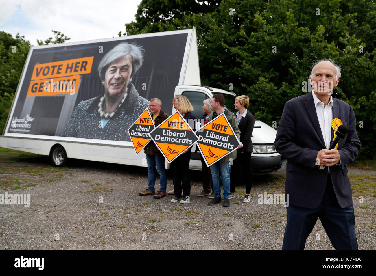 Liberal Democrat candidate Vince Cable out campaigning in Twickenham ahead of Britain's upcoming General Election in June 2017 Stock Photo
