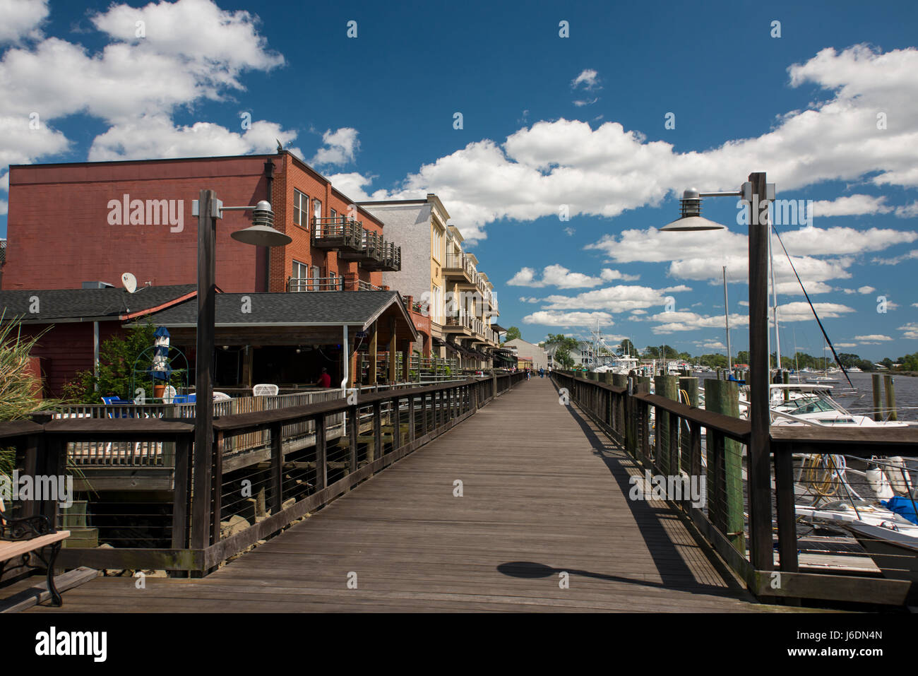 South Carolina, historic port city of Georgetown. The third oldest city in South Carolina, founded in 1729. Georgetown Harborwalk along the Sampit Riv Stock Photo